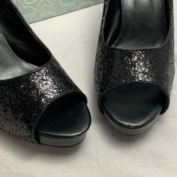 NEW 11M Romantic Soles Black Glitter platform heel - Picture 7 of 8